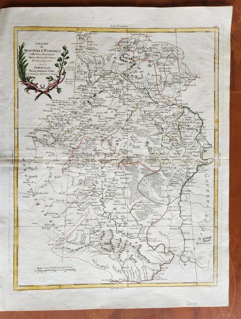 1782 Governi di Moscovia e Woronez antique MAP of RUSSIA MOSCOW & VORONEZH (1 of 6)