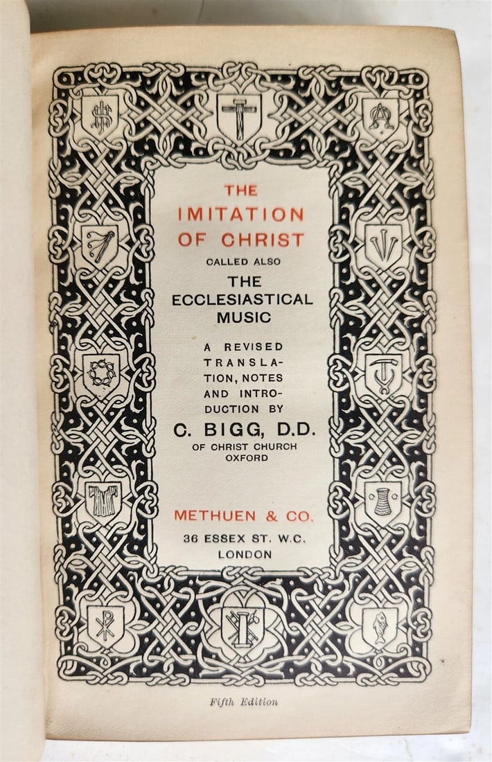 1908 IMITATION of CHRIST THE ECCLESIASTICAL MUSIC signed binding antique - 3