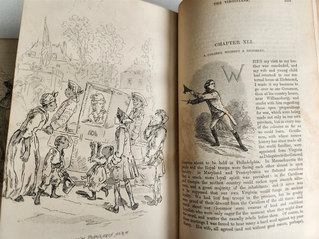 1858 THE VIRGINIANS by THACKERAY 2 VOLUMES antique Americana ILLUSTRATED - 10