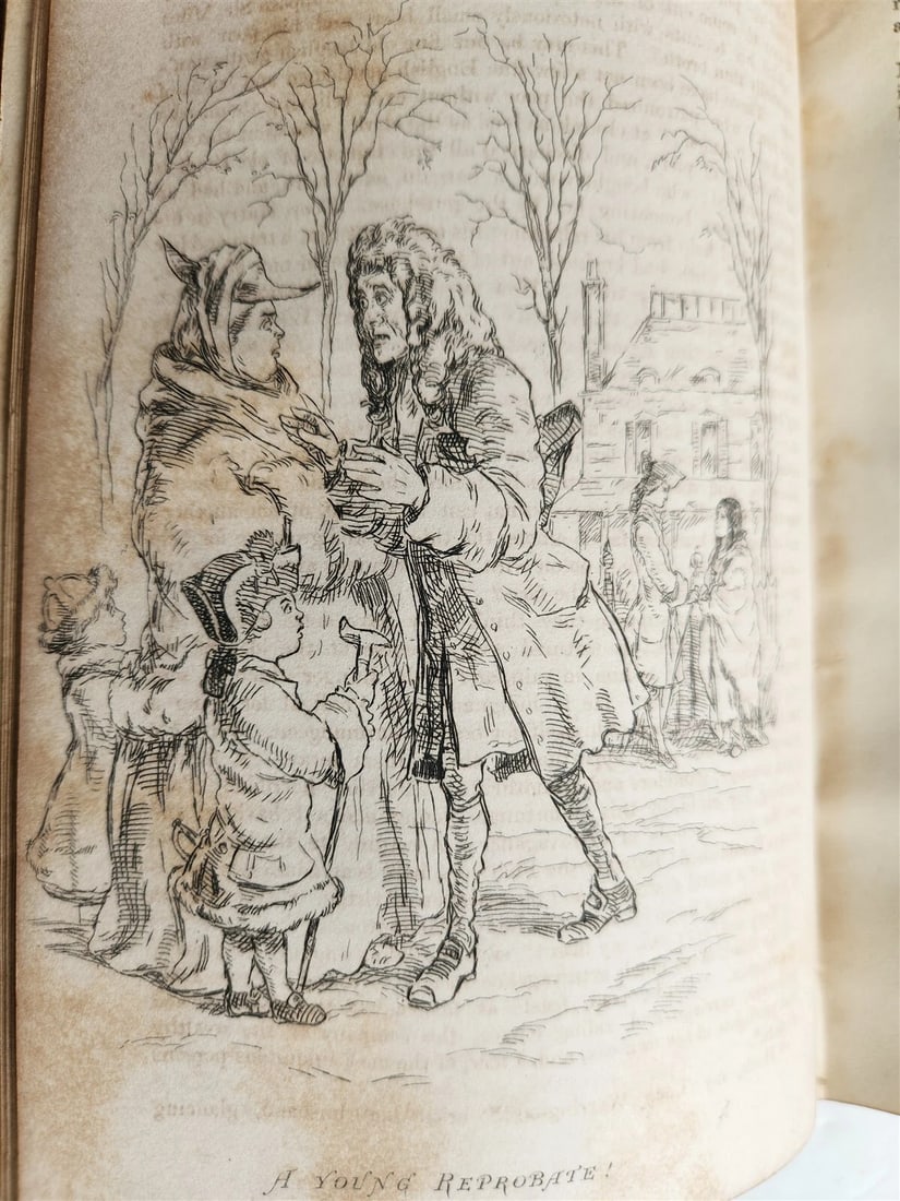 1858 THE VIRGINIANS by THACKERAY 2 VOLUMES antique Americana ILLUSTRATED - 8