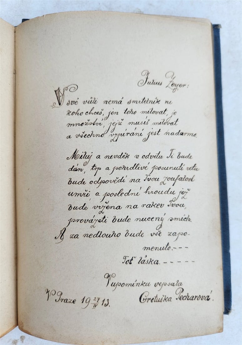 1912-18 ALBUM AMICORUM - MANUSCRIPT CZECH GERMAN BOOK antique POETRY ILLUSTRATED - 10