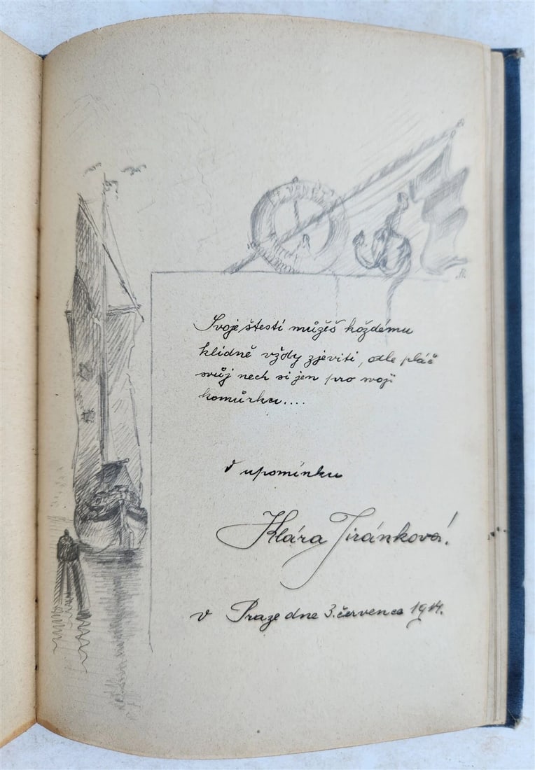 1912-18 ALBUM AMICORUM - MANUSCRIPT CZECH GERMAN BOOK antique POETRY ILLUSTRATED - 16