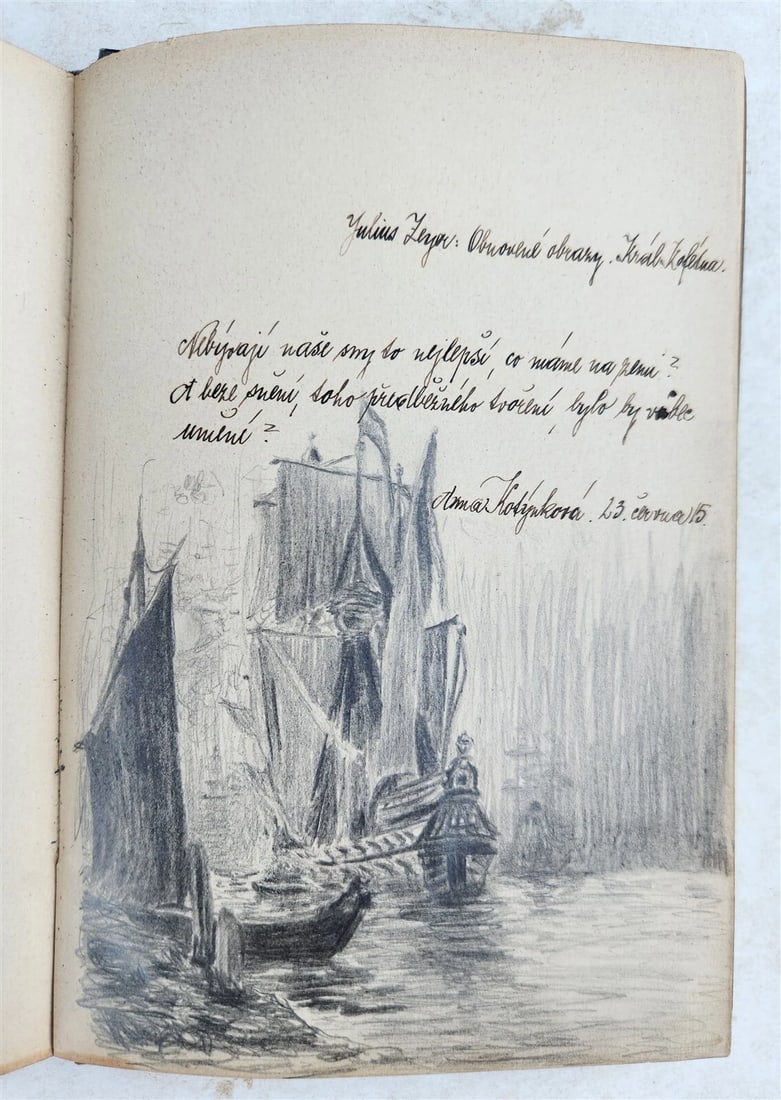 1912-18 ALBUM AMICORUM - MANUSCRIPT CZECH GERMAN BOOK antique POETRY ILLUSTRATED - 3