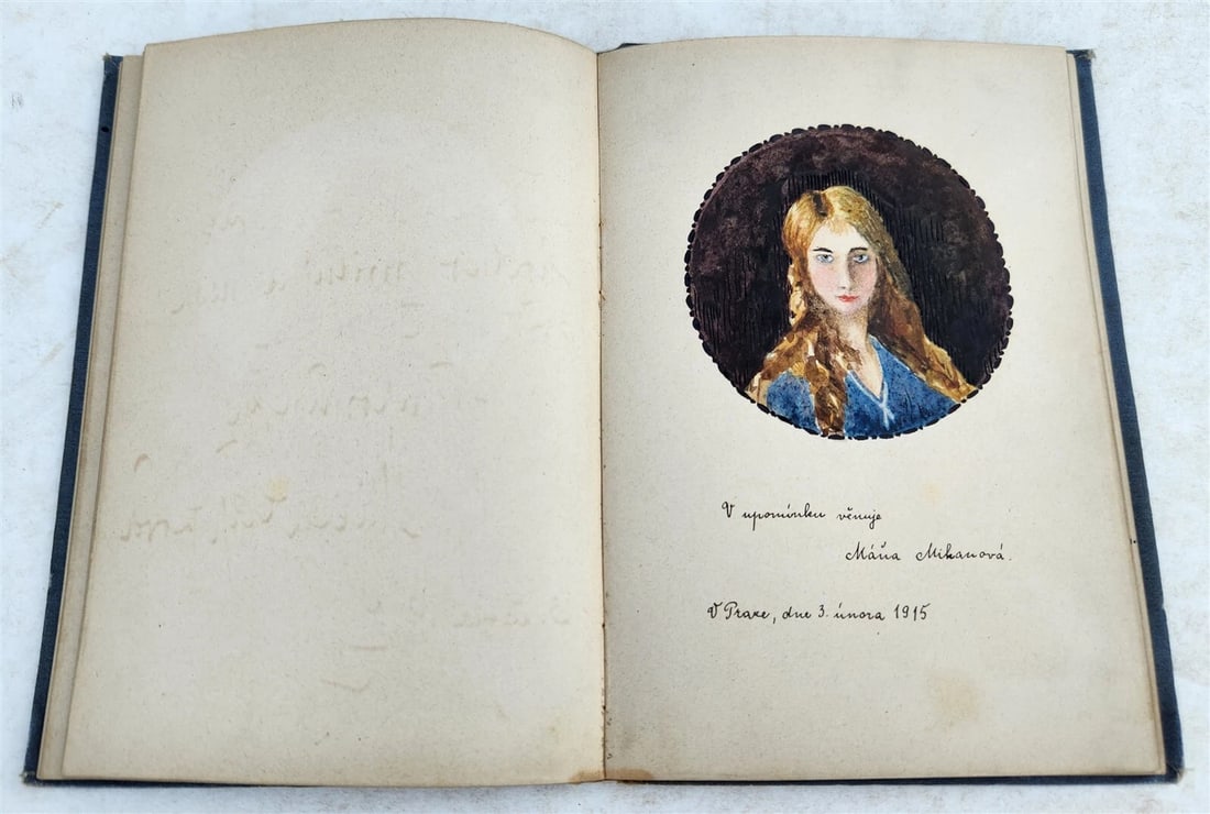 1912-18 ALBUM AMICORUM - MANUSCRIPT CZECH GERMAN BOOK antique POETRY ILLUSTRATED - 5