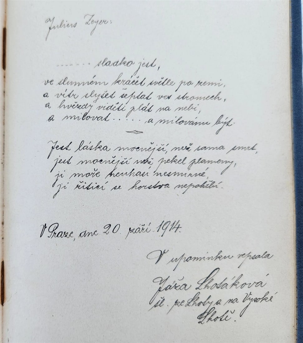 1912-18 ALBUM AMICORUM - MANUSCRIPT CZECH GERMAN BOOK antique POETRY ILLUSTRATED - 8