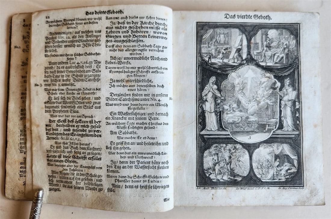 18th century ILLUSTRATED CATECHISM antique - 7