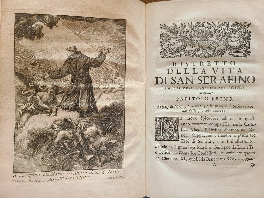 1768 RISTRETTO DELLA VITA DI SAN SERAFINO antique VELLUM BOUND in Italian (1 of 8)