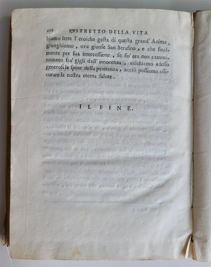 1768 RISTRETTO DELLA VITA DI SAN SERAFINO antique VELLUM BOUND in Italian - 8