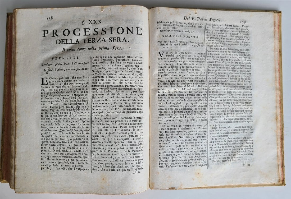 1765 QUARESIMALE DEL PADRE PAOLO SEGNERI antique VELLUM BOUND in Italian - 11