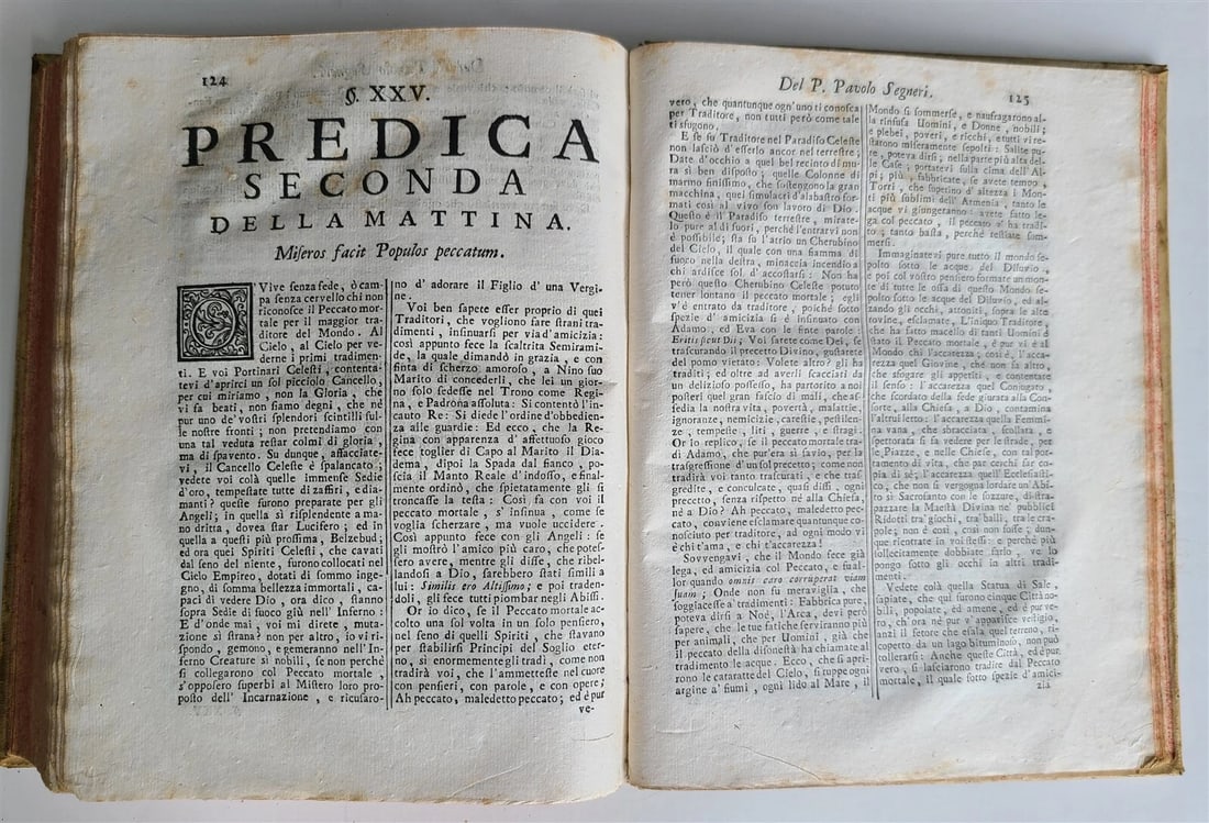 1765 QUARESIMALE DEL PADRE PAOLO SEGNERI antique VELLUM BOUND in Italian - 9