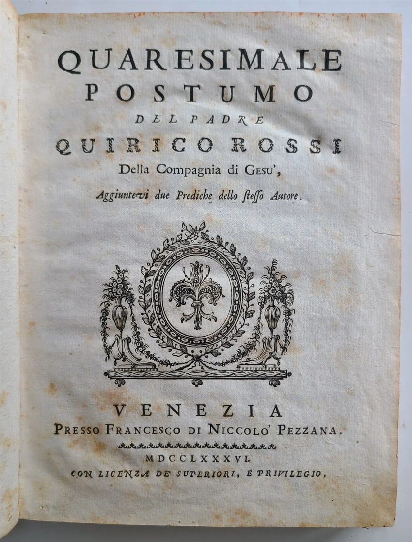 1786 QUARESIMALE POSTUMO DEL PADRE QUIRICO ROSSI antique (1 of 7)