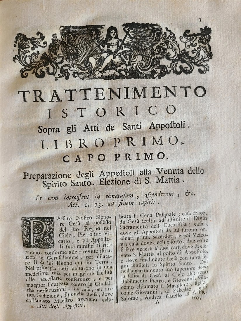1735 TRATTENIMENTO ISTORICO SOPRA GLI ATTI DEGLI APOSTOLI antique VELLUM BOUND - 3