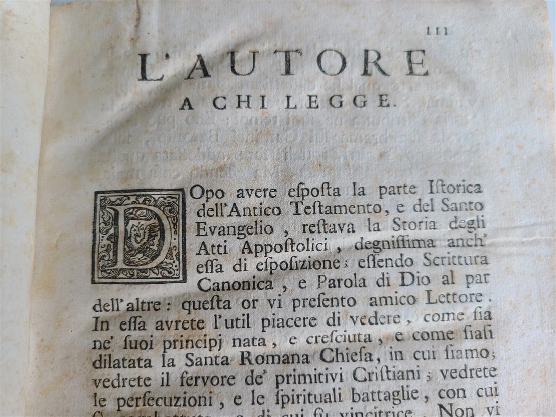 1735 TRATTENIMENTO ISTORICO SOPRA GLI ATTI DEGLI APOSTOLI antique VELLUM BOUND - 4