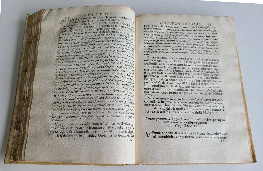 1700 VITA DEL VENERANDO SERVO DI DIO VINCENZO DE PAOLI antique VELLUM BINDING - 5