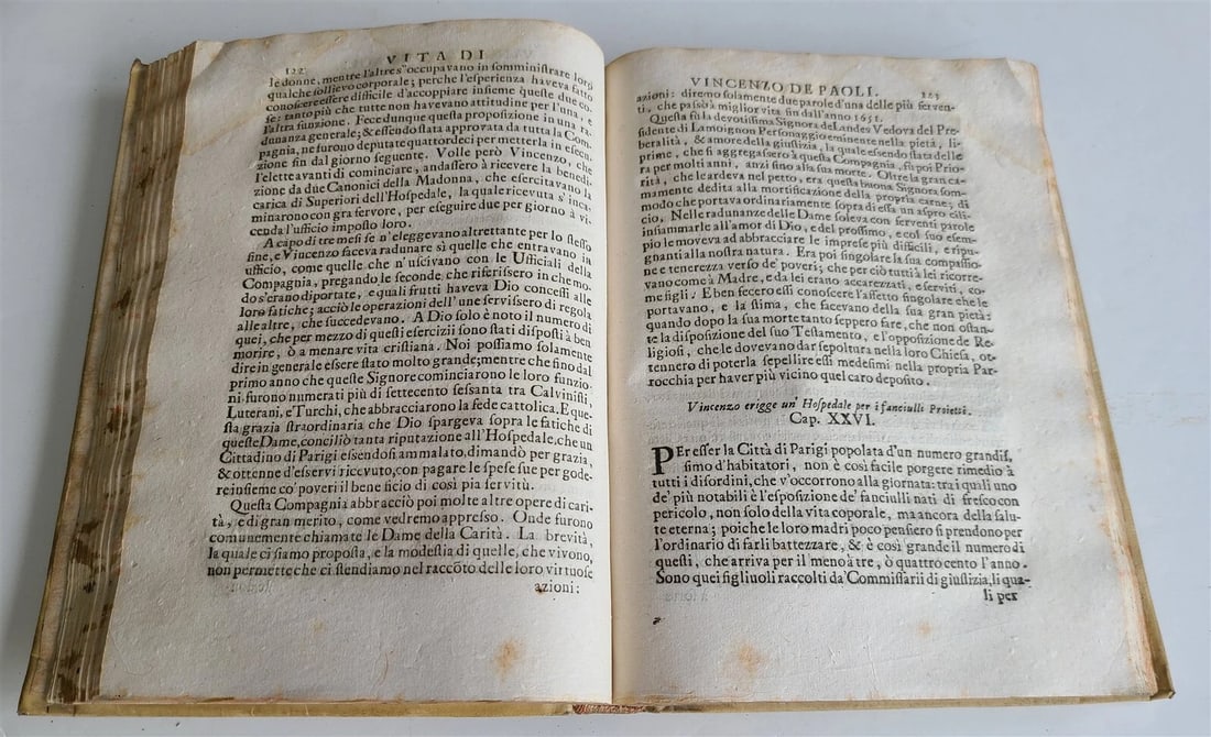 1700 VITA DEL VENERANDO SERVO DI DIO VINCENZO DE PAOLI antique VELLUM BINDING - 6