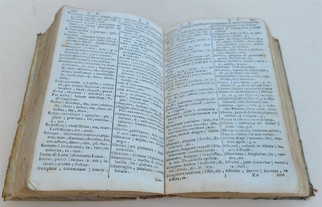 1736 ITALIAN DICTIONARY antique Nuovo Dizionario della lingua volgare, e latina - 9