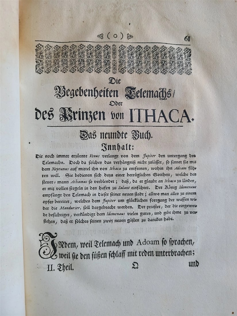 1739 TELEMACHUS SEEKING HIS FATHER ILLUSTRATED FOLIO antique in GERMAN - 4