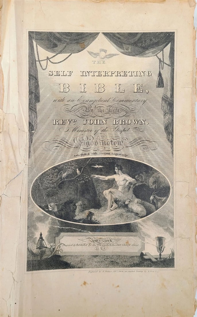1820 JOHN BROWN BIBLE ENGLISH Self-Interpreting antique FOLIO AMERICANA NEW YORK (1 of 13)