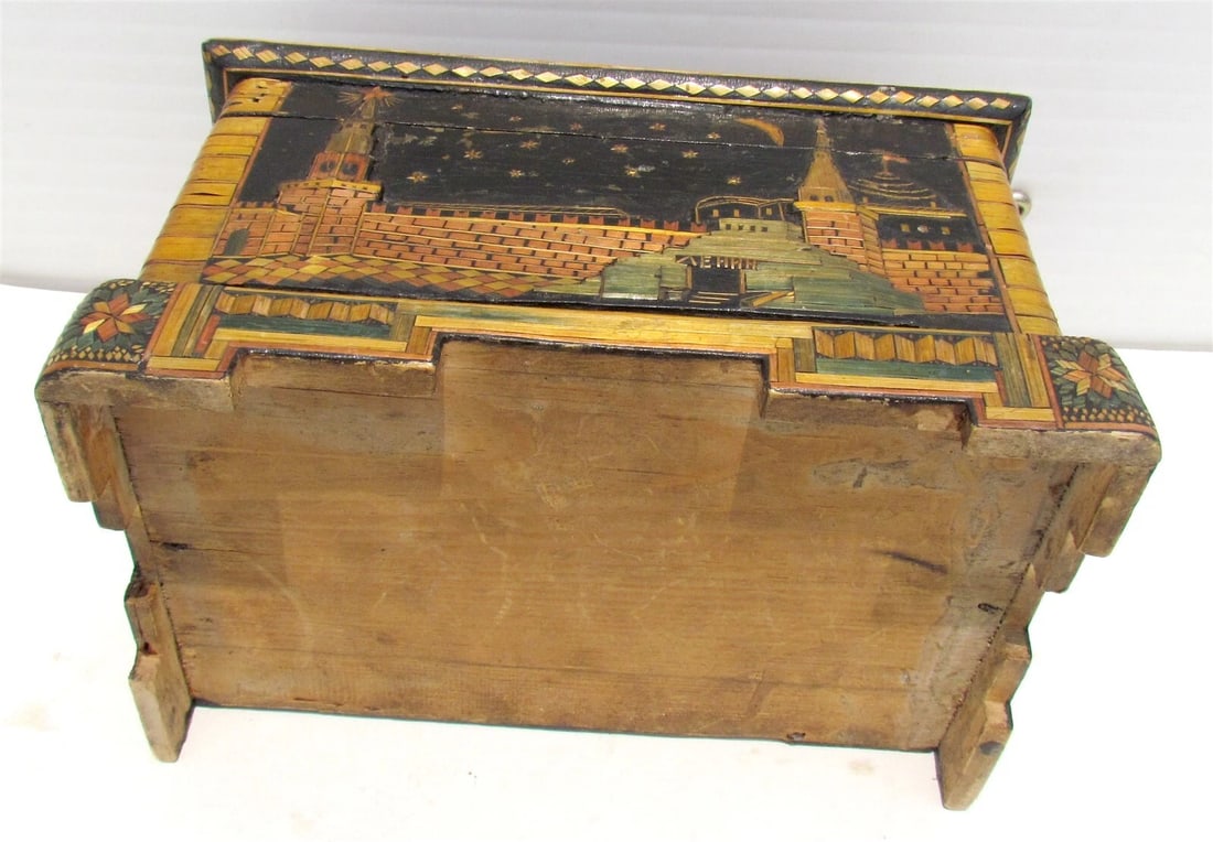 1954 RUSSIAN PROPAGANDA AMAZING HAND MADE BOX folk art VINTAGE - 12