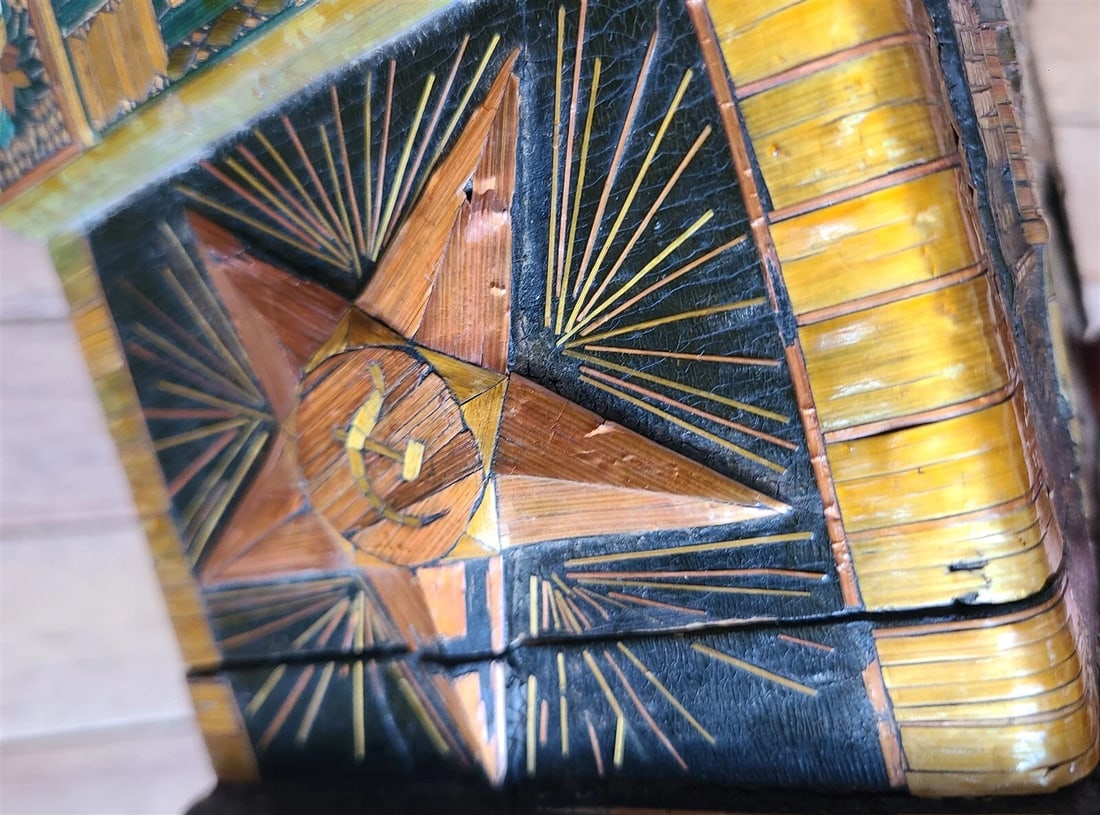 1954 RUSSIAN PROPAGANDA AMAZING HAND MADE BOX folk art VINTAGE - 4