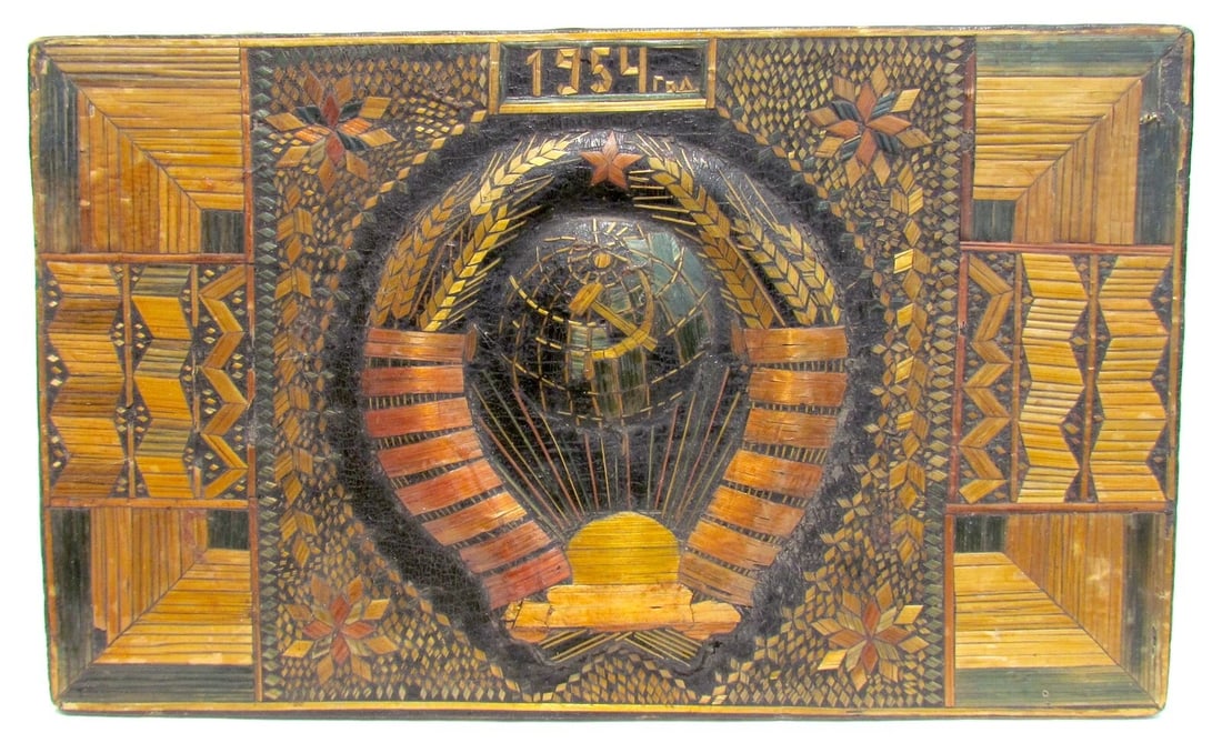 1954 RUSSIAN PROPAGANDA AMAZING HAND MADE BOX folk art VINTAGE - 5