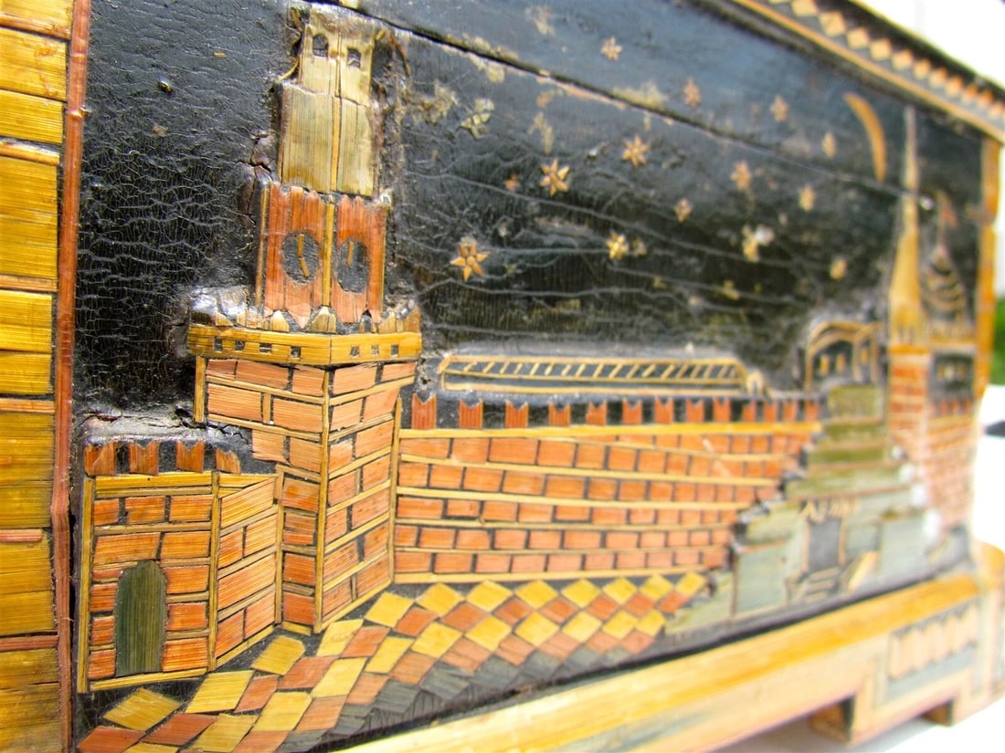 1954 RUSSIAN PROPAGANDA AMAZING HAND MADE BOX folk art VINTAGE - 8