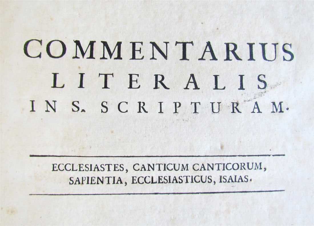 1733 BIBLE OLD TESTAMENT COMMENTARY by CALMET VELLUM FOLIO antique - 3