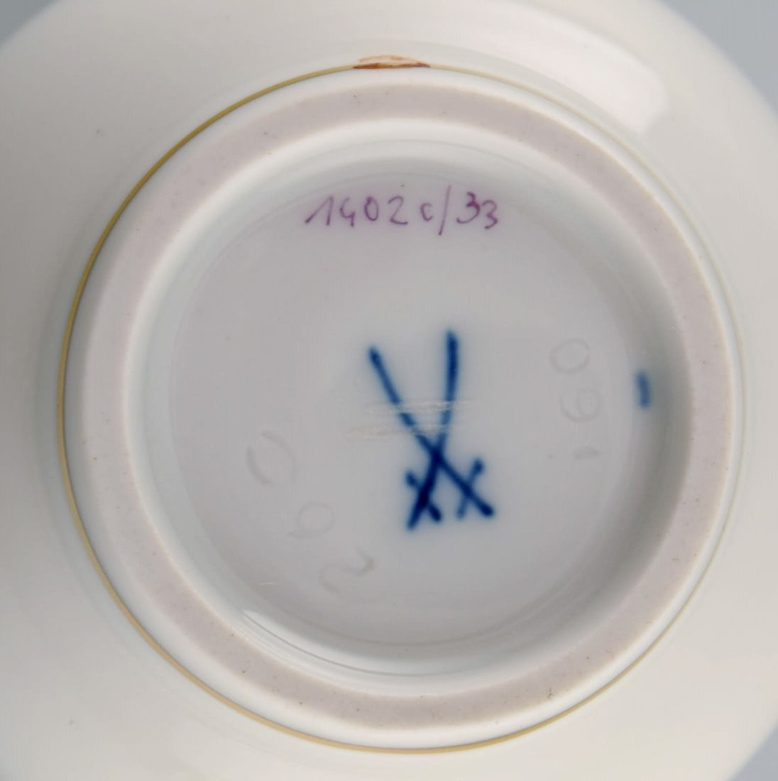 Meissen coffee pot, sugar bowl and cream jug with hand-painted flowers and gold decoration. Lids - 9