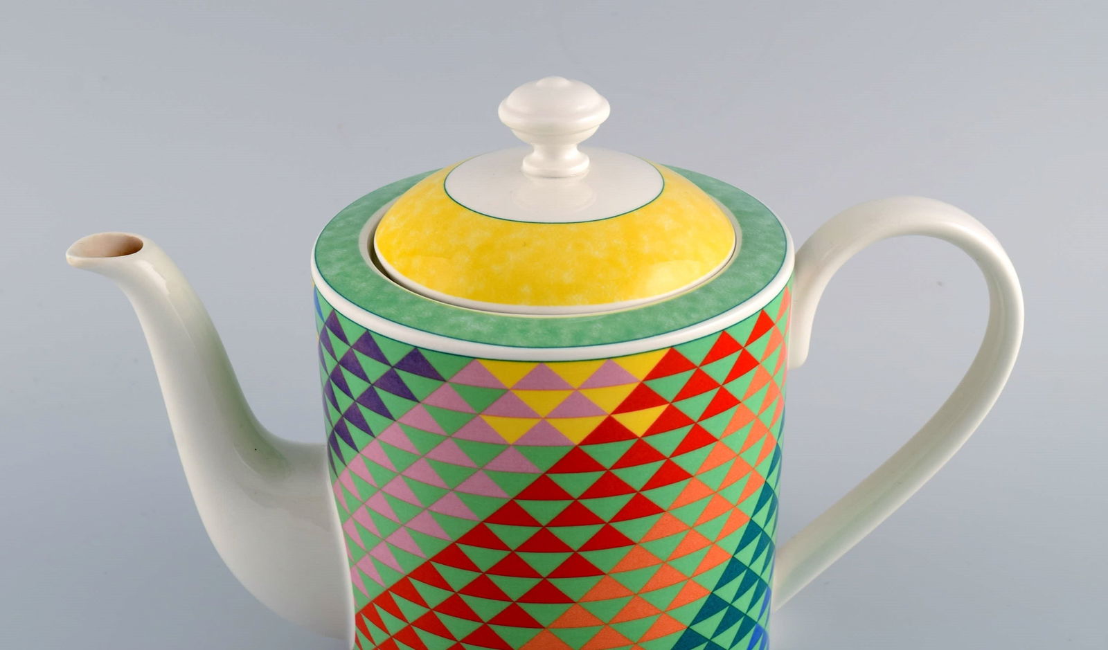 Gallo Design, Germany. Pamplona coffee pot, sugar bowl and creamer. Colorful decoration. Late 20th - 5