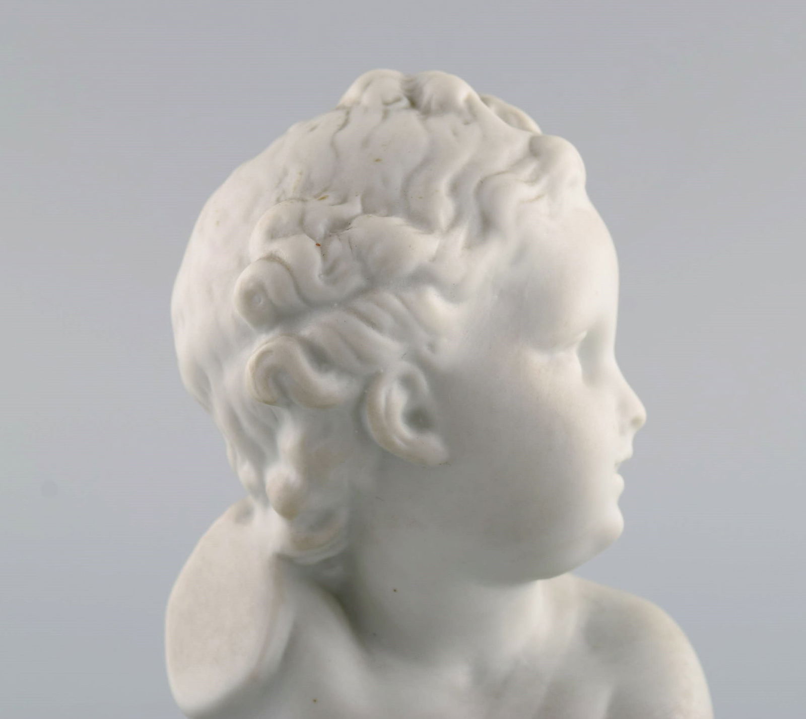 Limoges France. Biscuit child bust. Stand with dark blue glaze. Classic style. Early 20th century. - 6