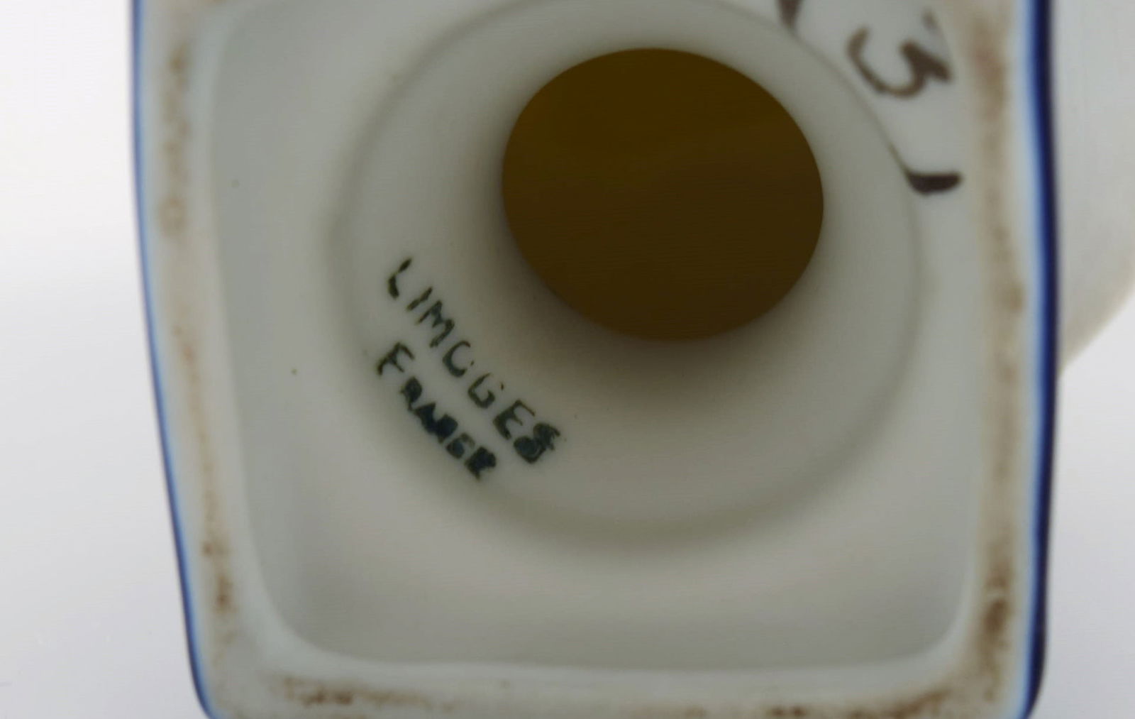 Limoges France. Biscuit child bust. Stand with dark blue glaze. Classic style. Early 20th century. - 8