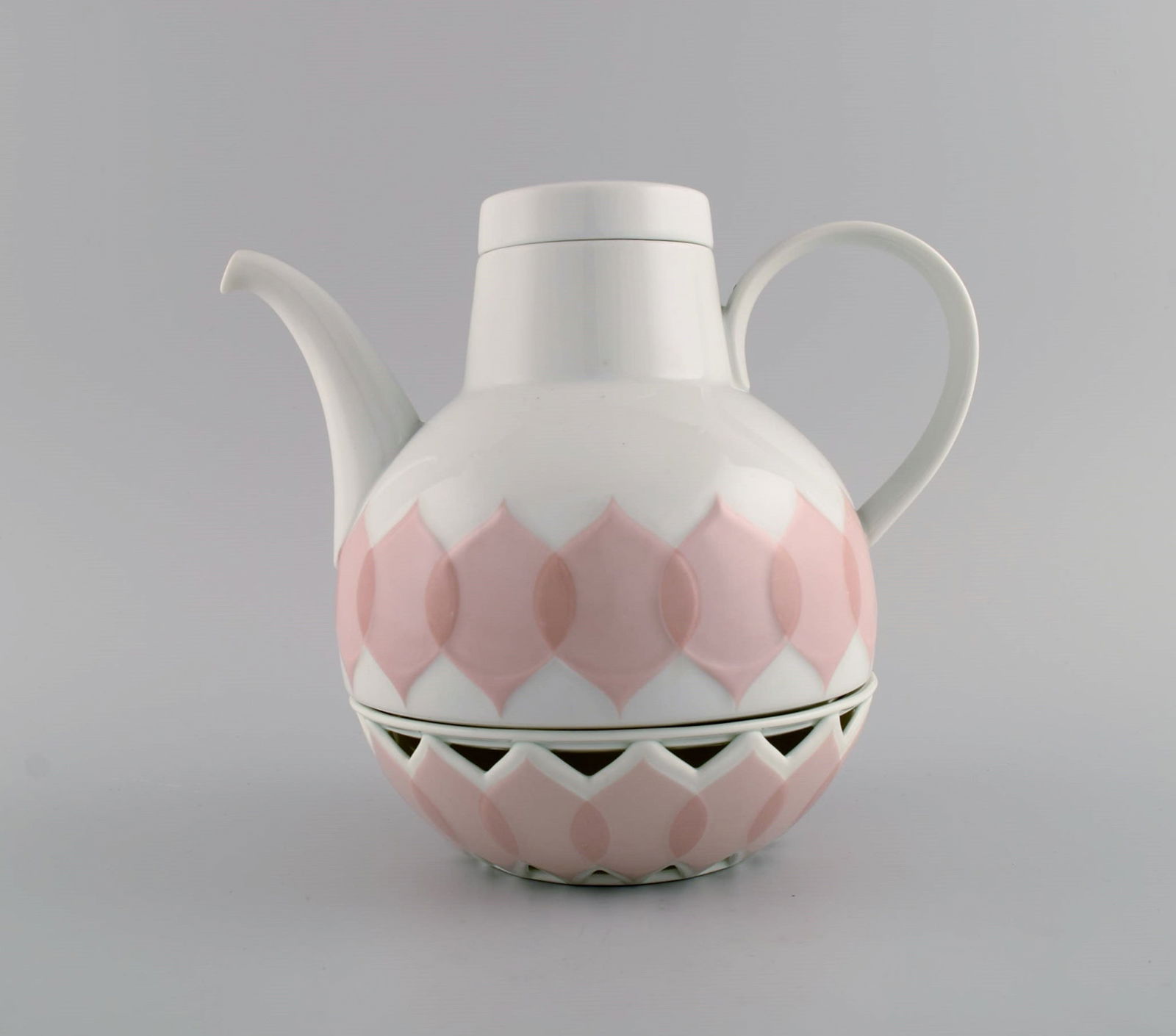 Bjørn Wiinblad for Rosenthal. Lotus porcelain service. Teapot with heater for tealight candles - 4