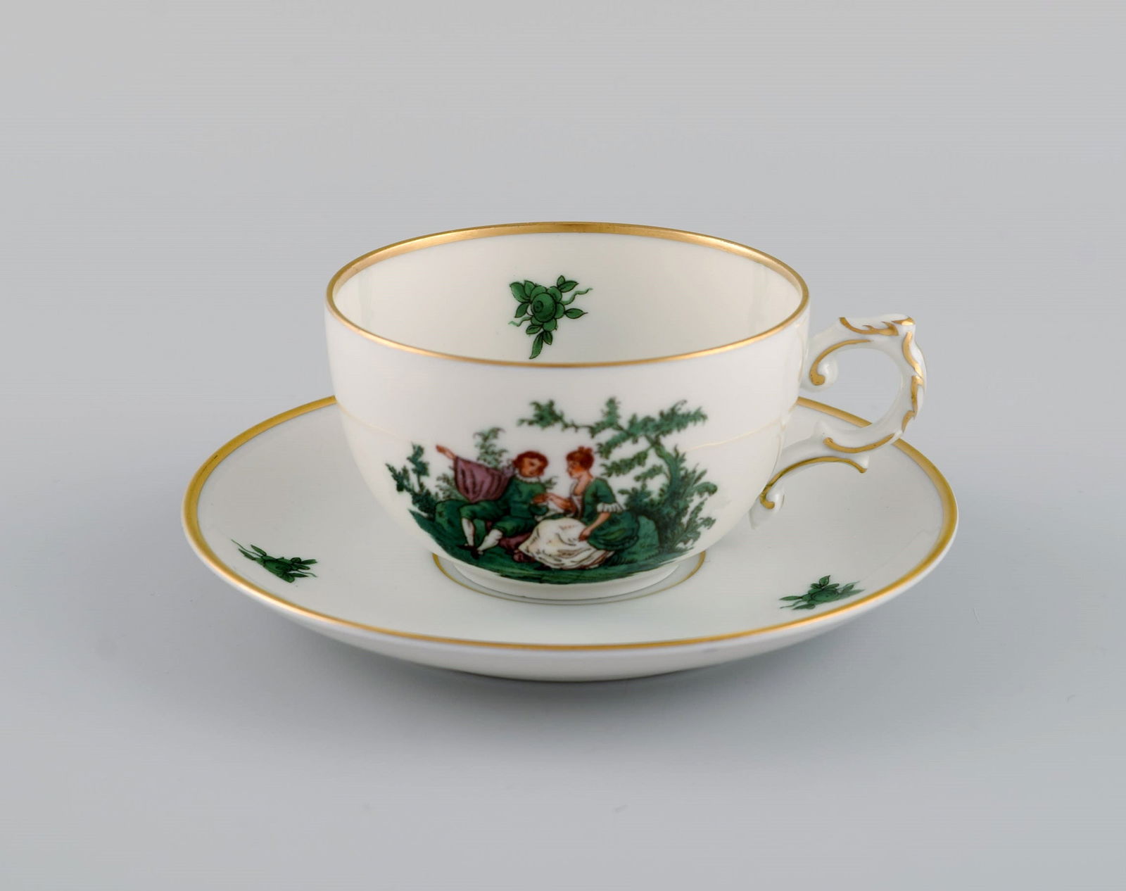 Fürstenberg, Germany. Porcelain coffee service for twelve people. Romantic scenes and gold - 7