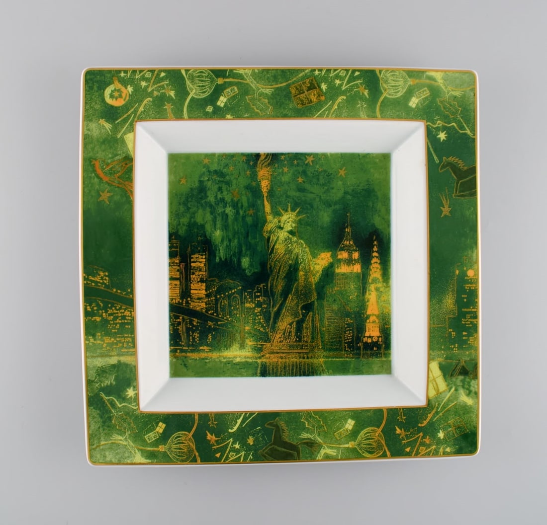 Rare square Rosenthal porcelain dish. Statue of liberty. 1970s. (1 of 5)