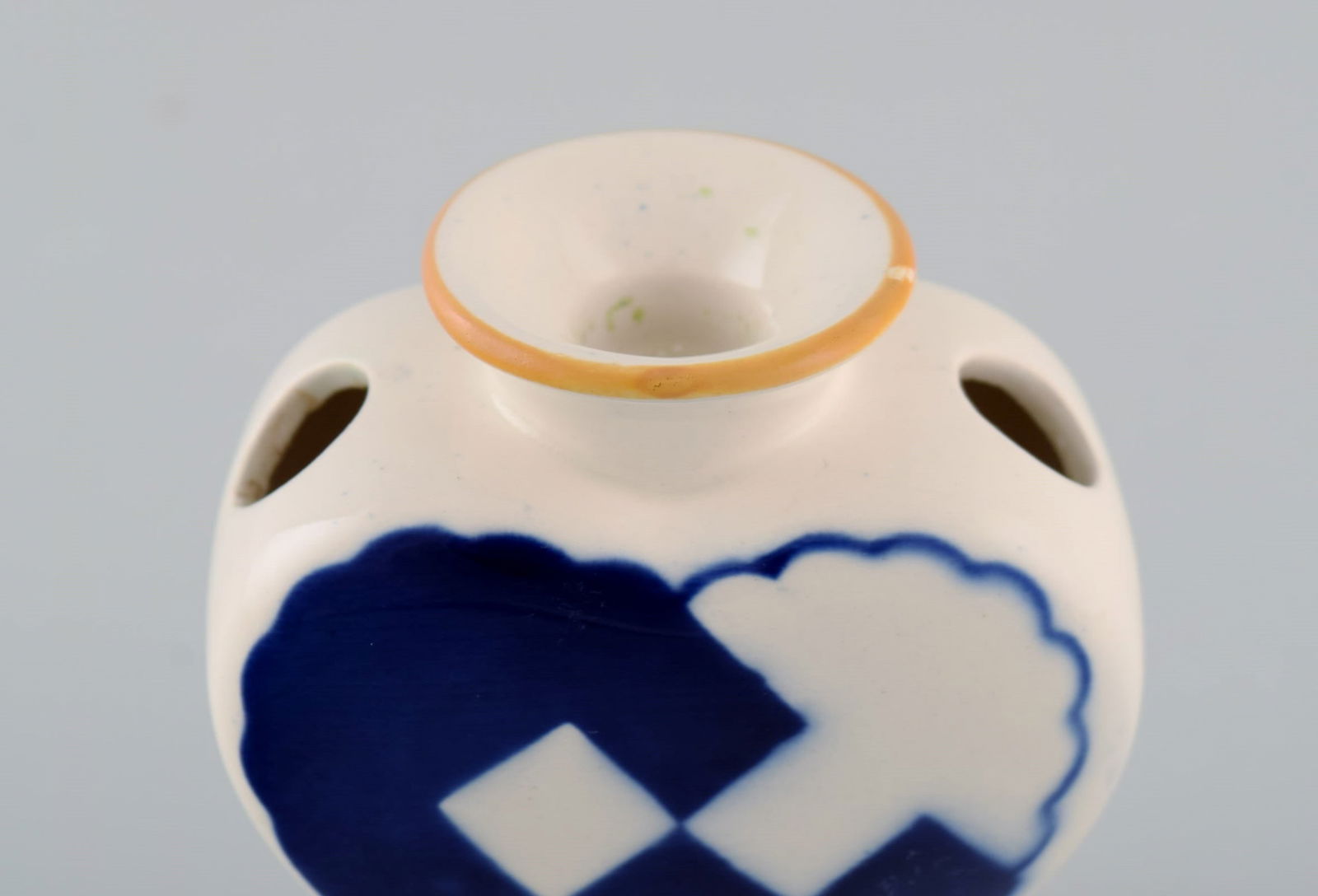 Aluminia Christmas heart vase / candle holder in blue faience. - 4