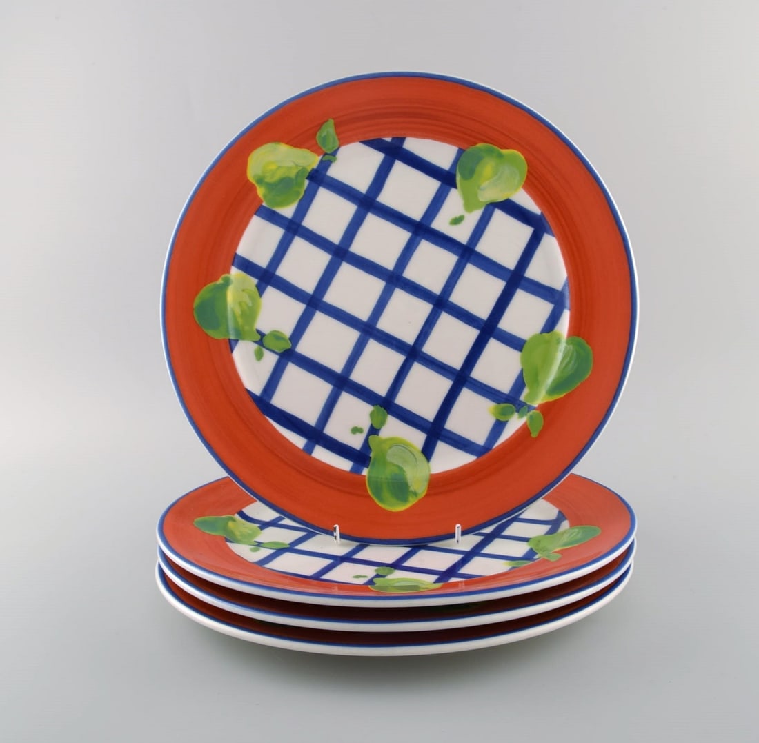 Rosenthal Designers Guild. Orchard Collection. Four large porcelain cover plates. Square design, red (1 of 5)