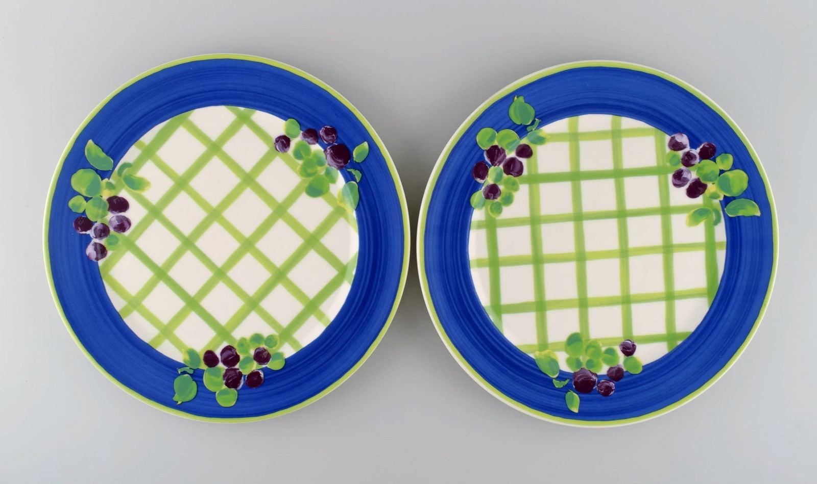 Rosenthal Designers Guild. Orchard Collection. Two large porcelain cover plates. Square design, blue (1 of 4)