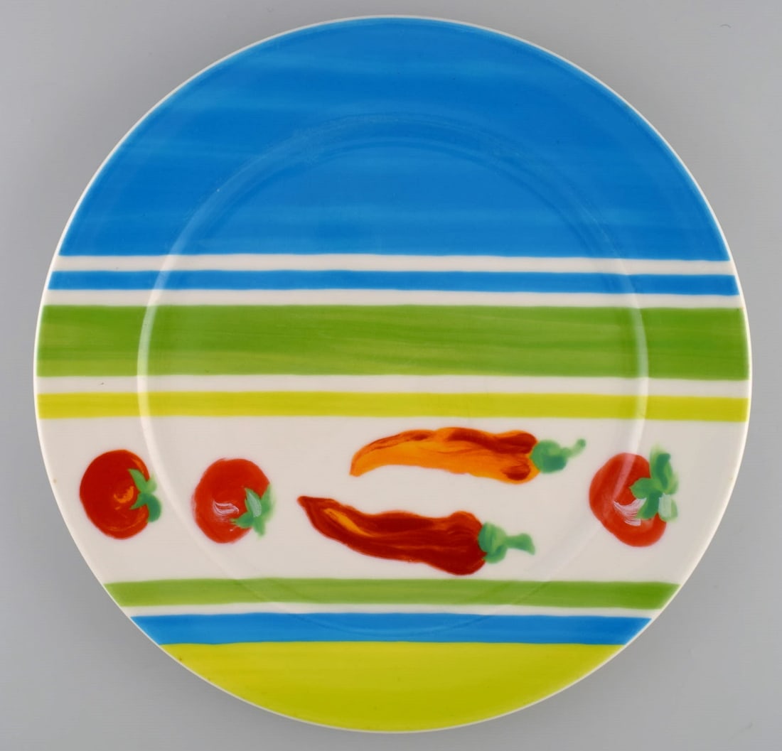 Rosenthal Designers Guild. Orchard Collection. Three large porcelain cover plates. Striped design, - 2