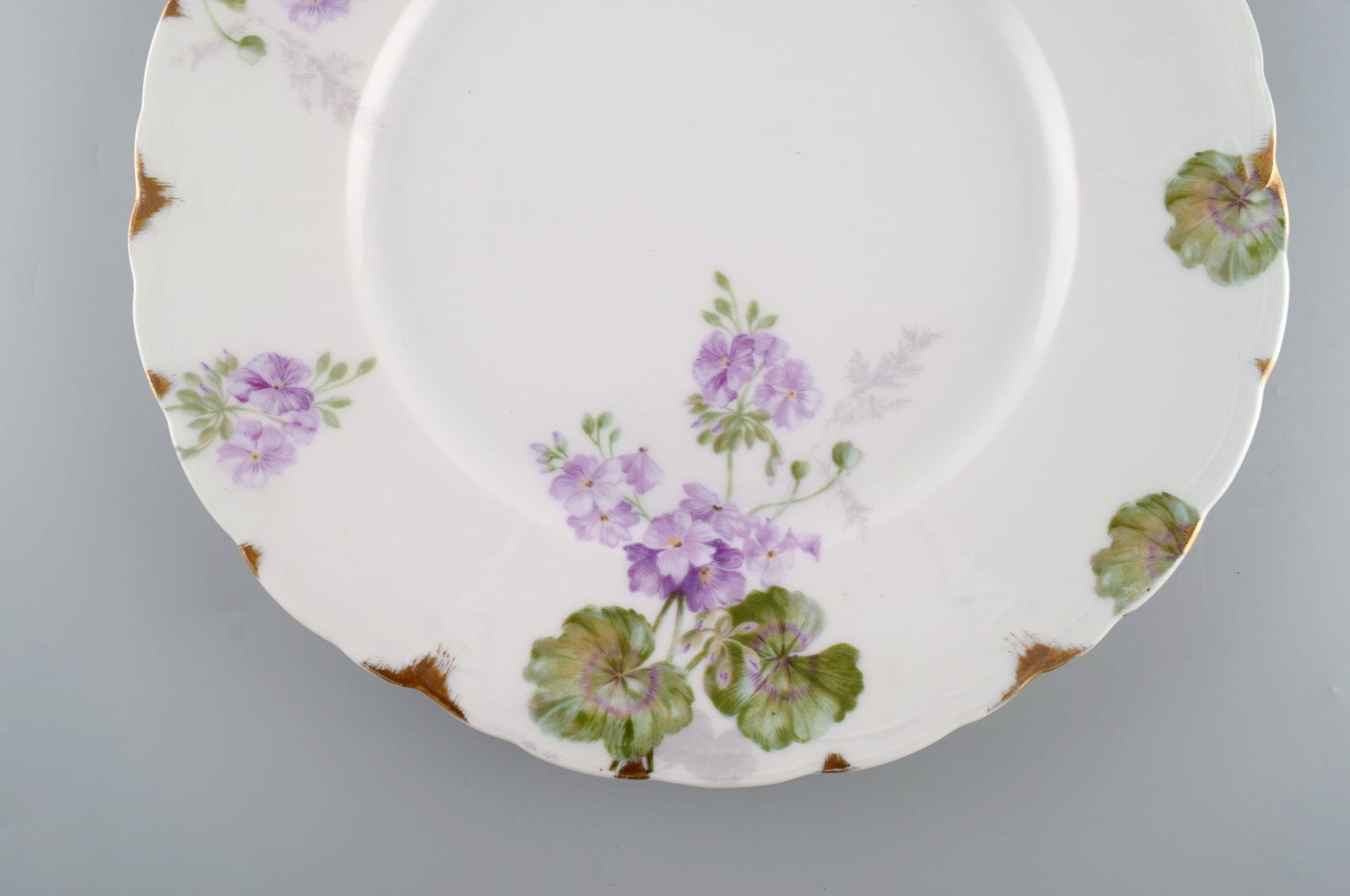 Rosenthal, Germany. Six Iris dinner plates in hand-painted porcelain with flowers and gold - 4