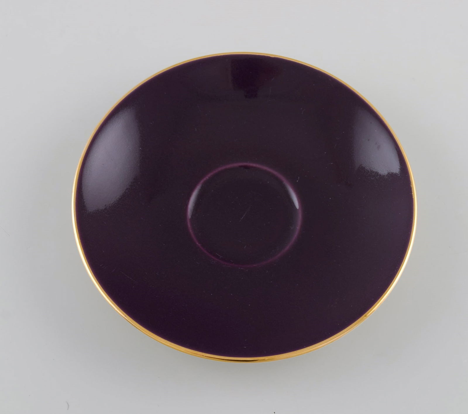 Three Royal Copenhagen / Aluminia Confetti mocha cups with saucers in purple glazed faience with - 4