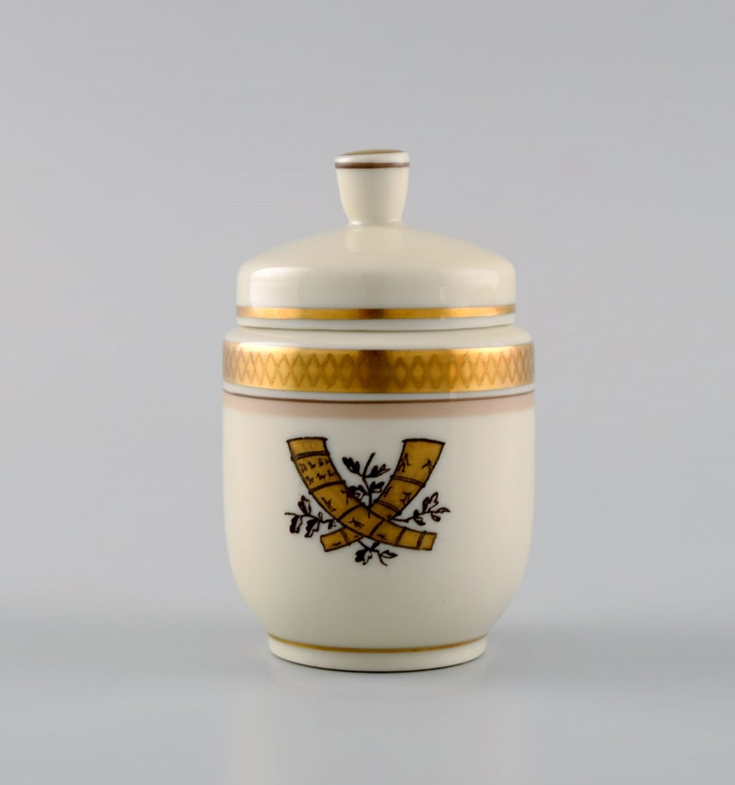 Royal Copenhagen Golden Horns. Mustard jar, salt and pepper shaker. 1960s. - 3