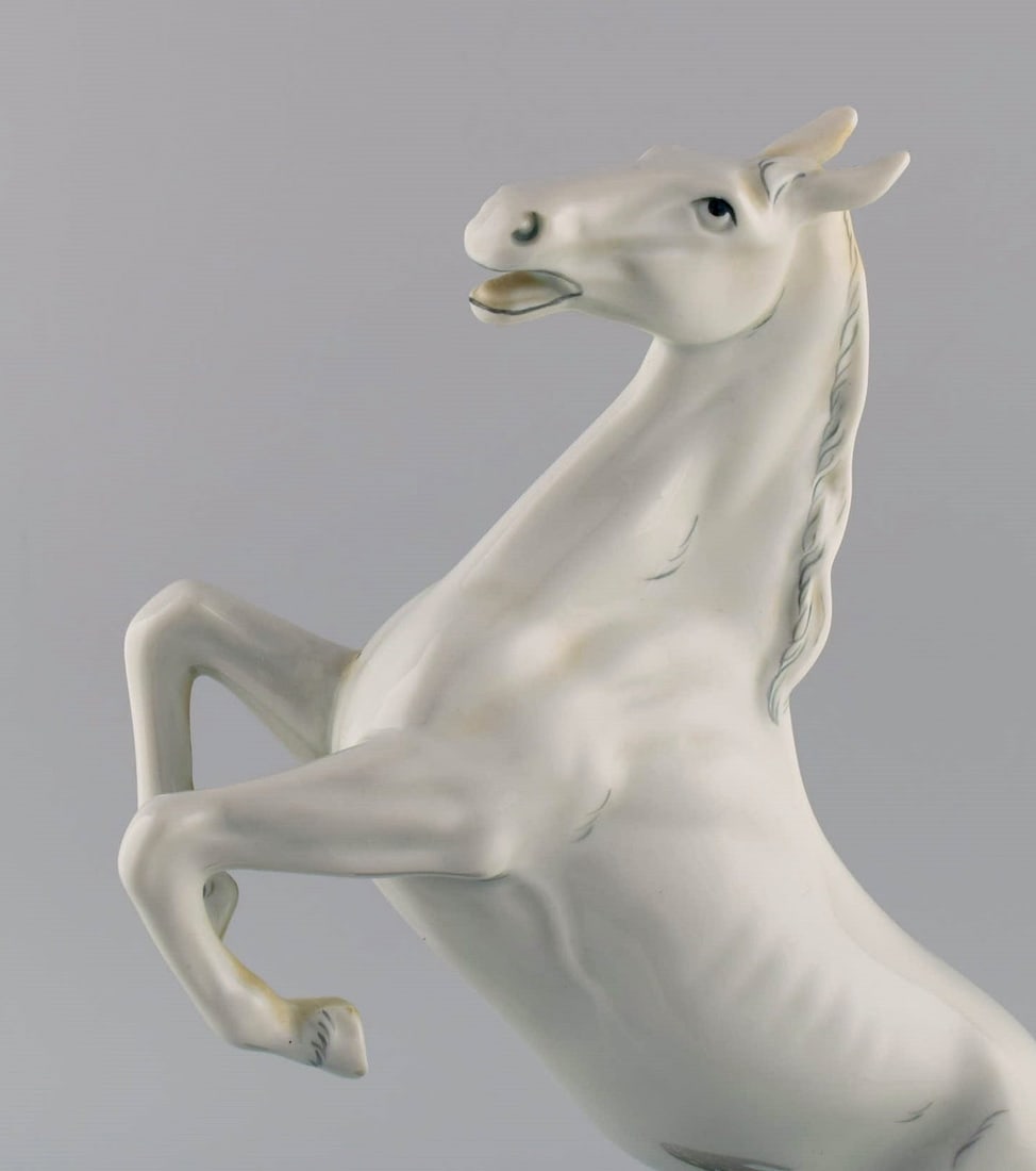Royal Dux. Prancing horse in hand-painted porcelain. 1940s. - 2