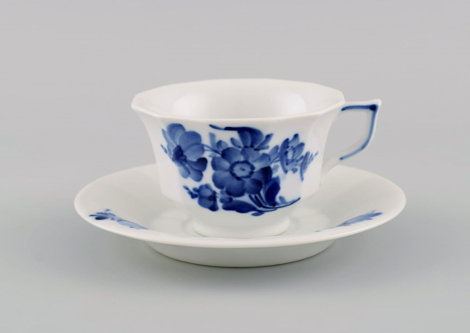 Royal Copenhagen Blue Flower Angular. Ten coffee cups with saucers and ten plates. Model number - 2