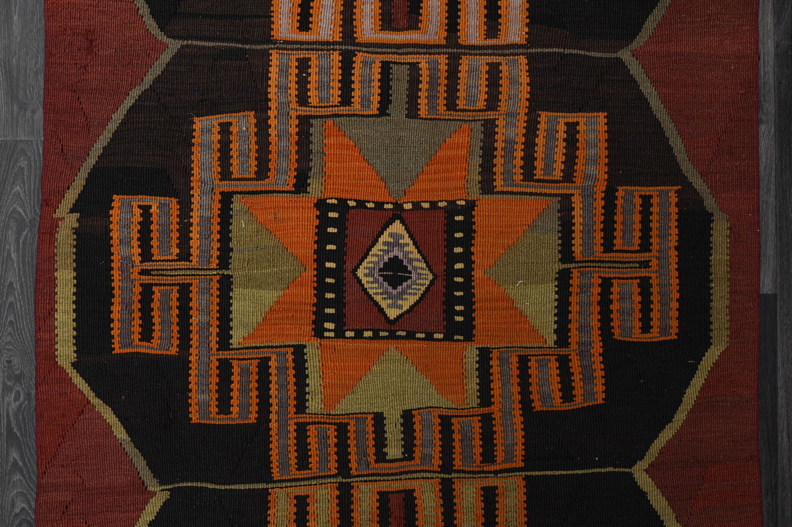 3.9x10.7 ft, Red Bohemian Kilim Rug - 5