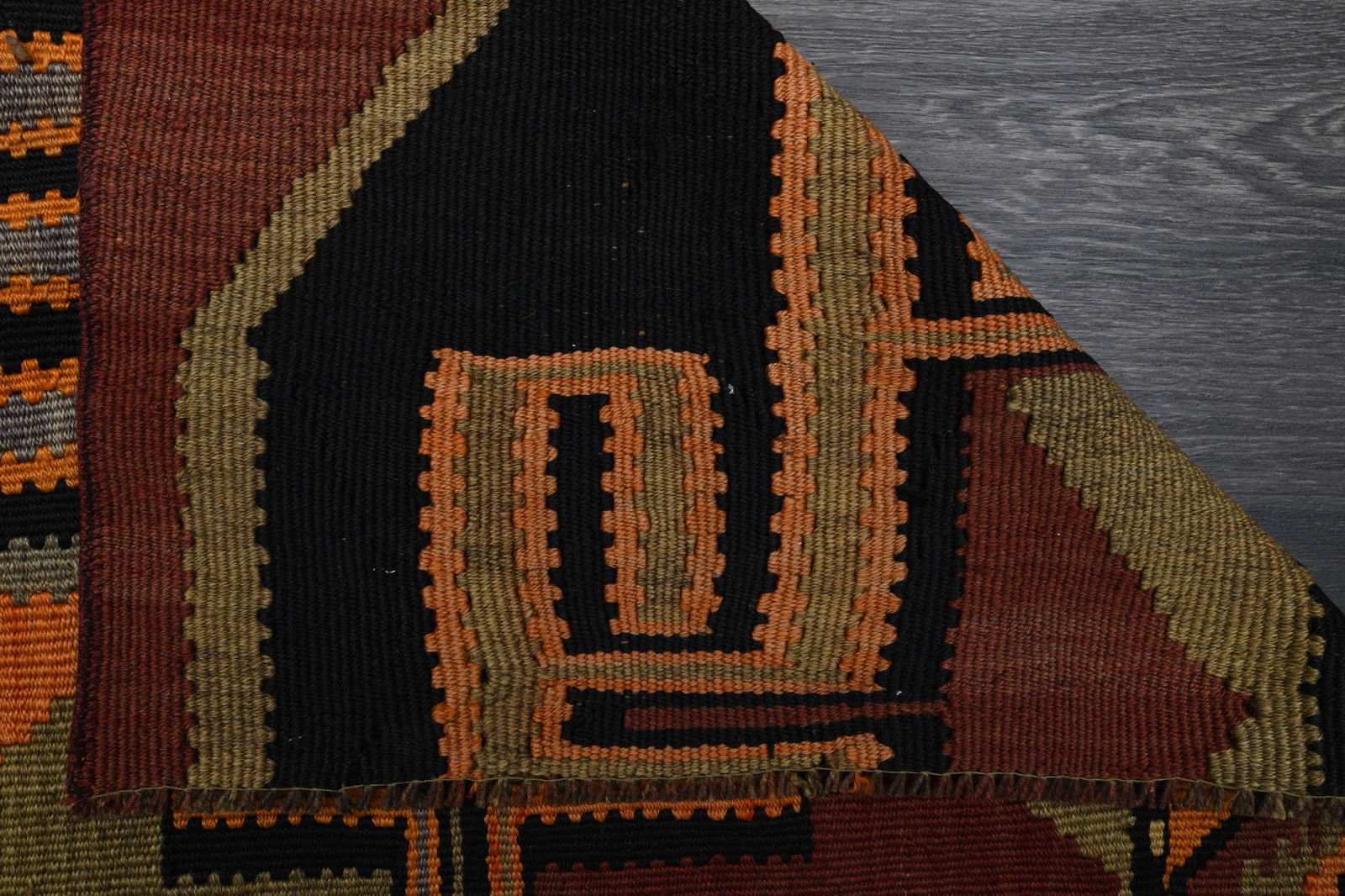 3.9x10.7 ft, Red Bohemian Kilim Rug - 7