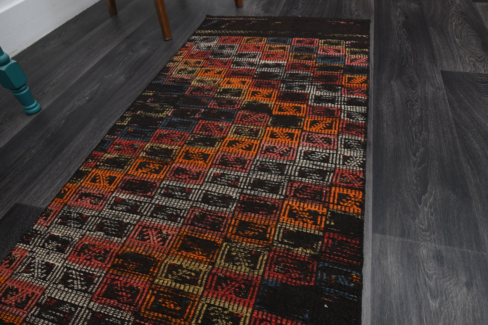 2.3x7.7 ft, TURKISH KILIM Runner - 4
