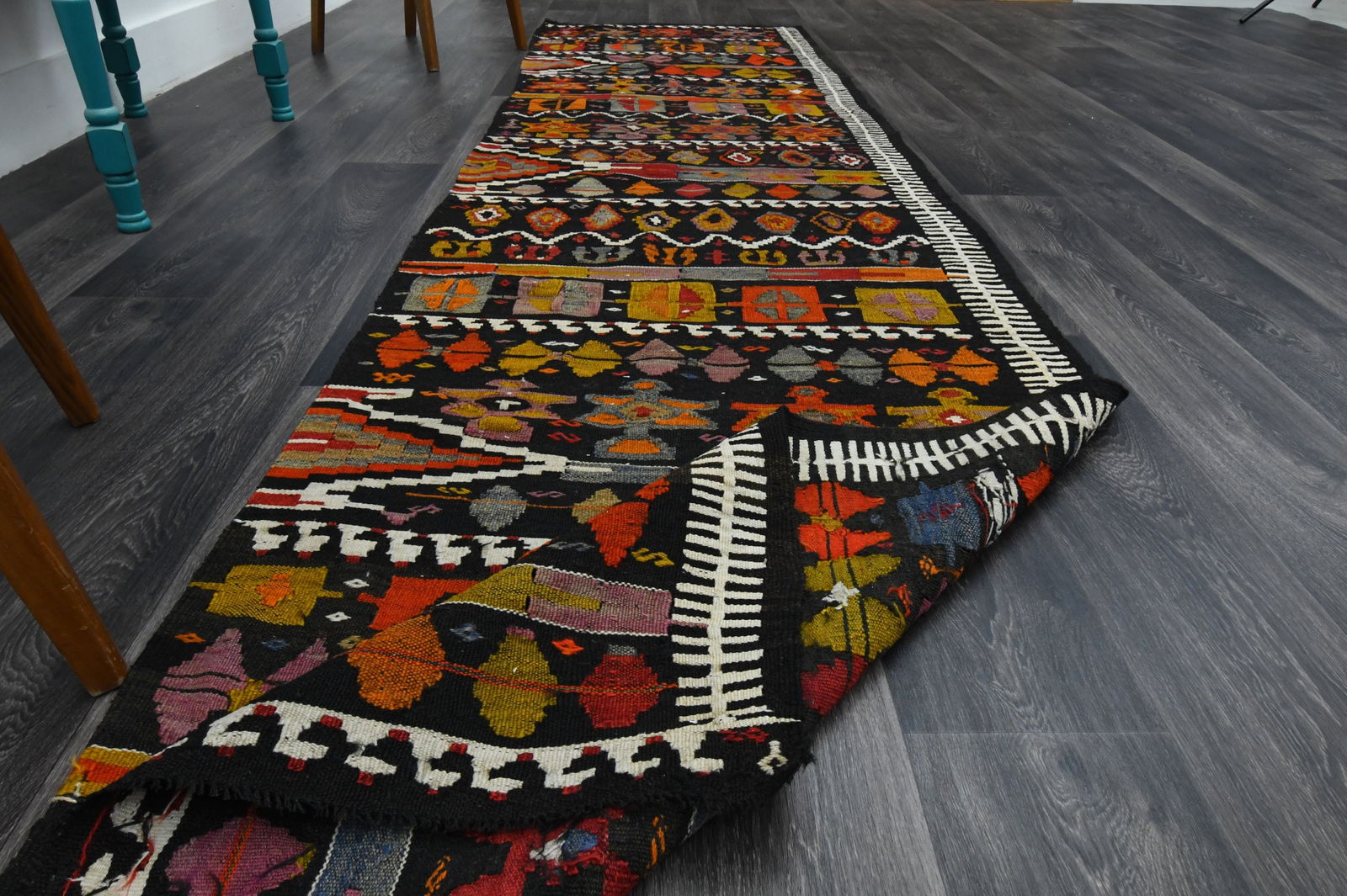 3.1x12 ft, TURKISH KILIM Runner - 8