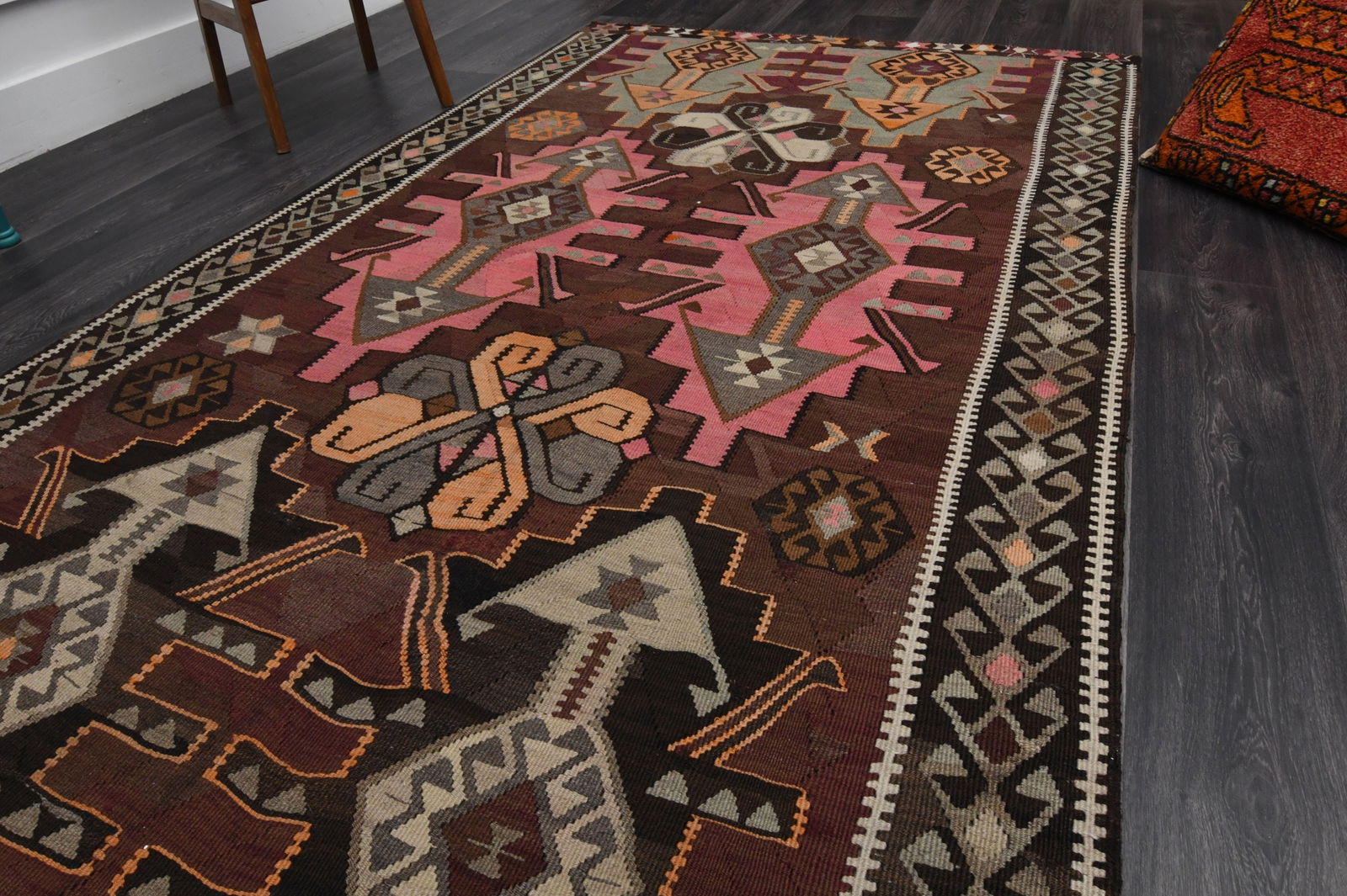 5.3x13.7 ft, TURKISH WIDE KILIM Runner - 4
