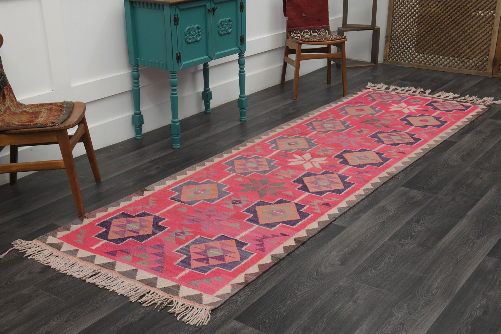 3.4x11.2 ft, TURKISH KILIM Runner - 2
