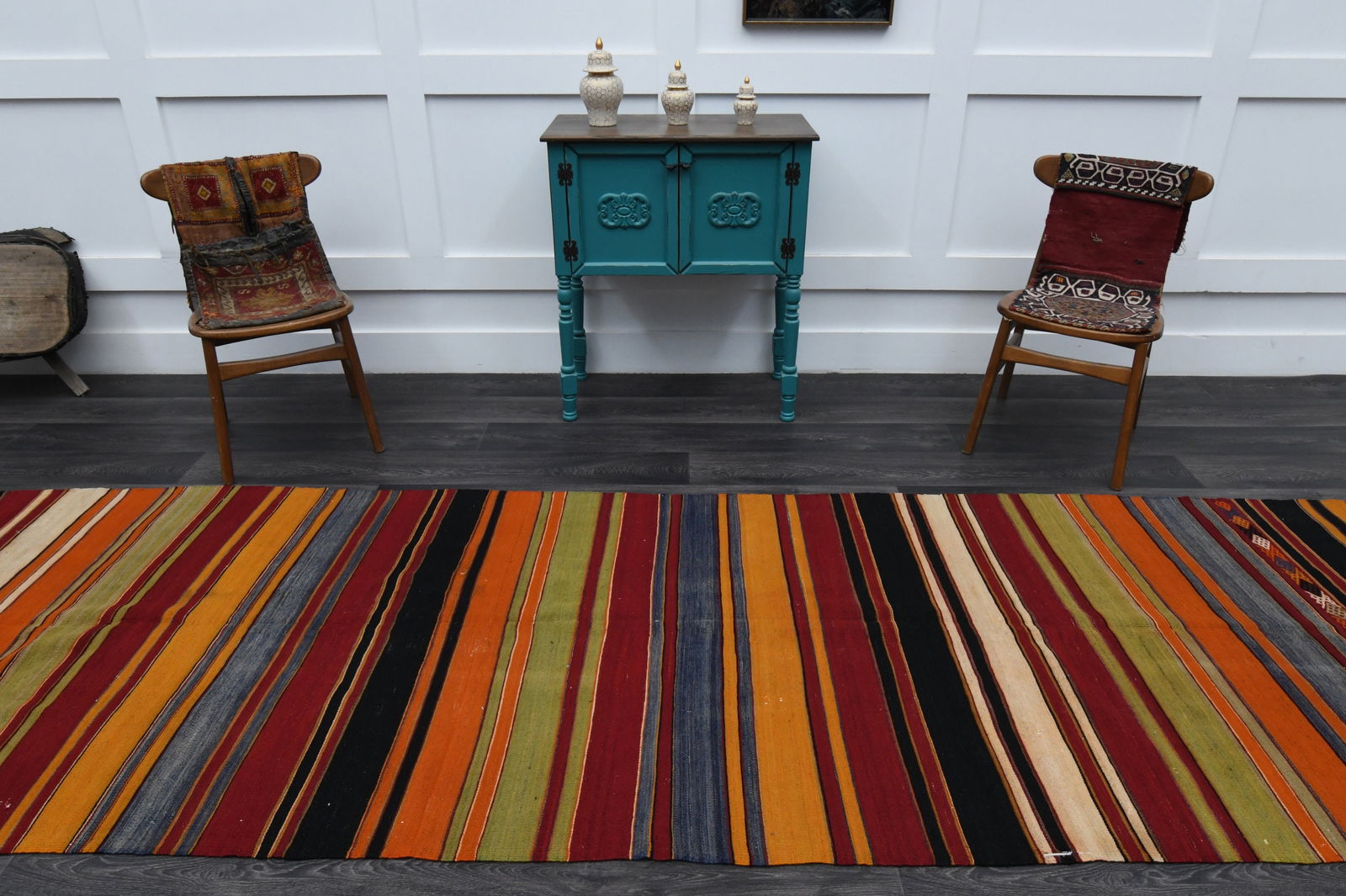 4.1x12.7 ft, TURKISH KILIM Runner - 2